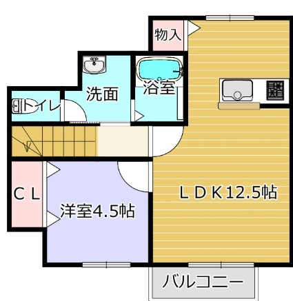 ウインドレスブルー D号室 間取り