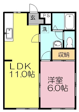 シャルムＫ 101号室 間取り