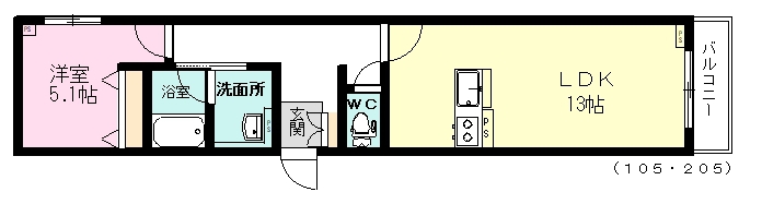 ヴァンベール 105号室 間取り
