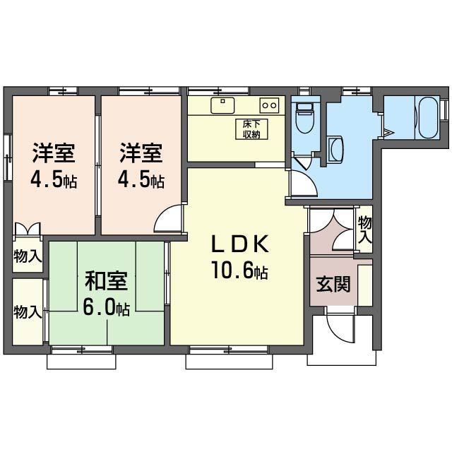 岡貸家 B101号室 間取り