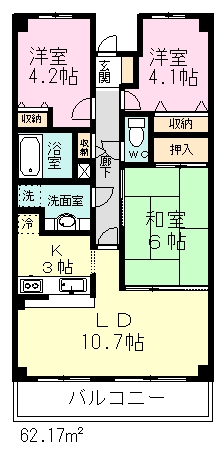 北習志野セントラルガーデン 605号室 間取り