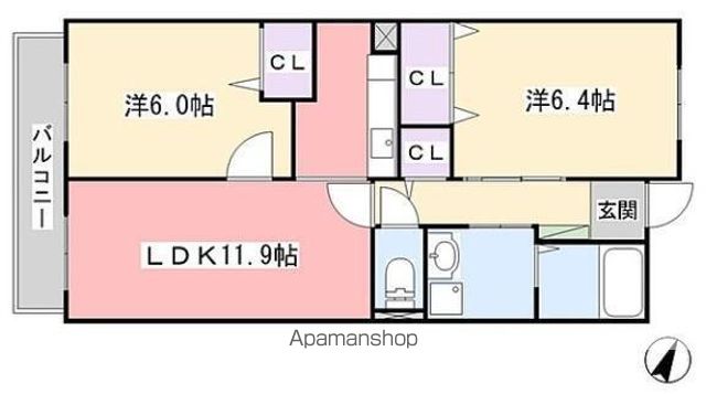 ツウィンズ２ 303号室 間取り