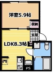 Ｖｉｌｌａ　Ｓｏｌａｎａ（ヴィラ　ソラーナ） 201号室 間取り