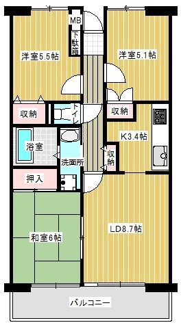 サングレース八千代 304号室 間取り
