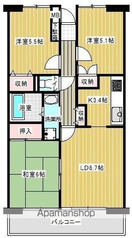 サングレース八千代 304号室 間取り