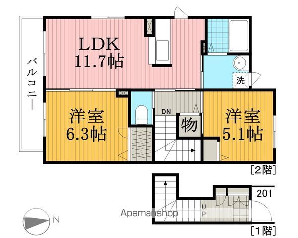 クレインゆりのき台２ 201号室 間取り