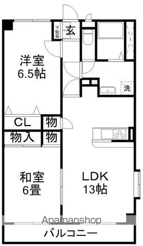 ＧＲＡＮＤＳＩＸ 408号室 間取り