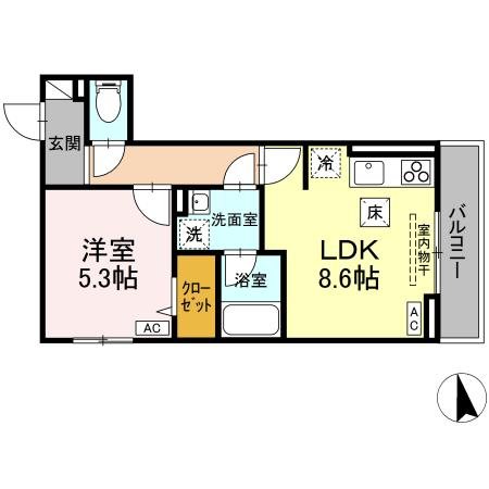 Ｄ－ＲＯＯＭ　Ｇｒａｓｓ　中町 間取り