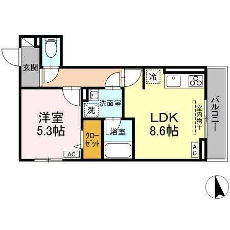 Ｄ－ＲＯＯＭ　Ｇｒａｓｓ　中町 間取り