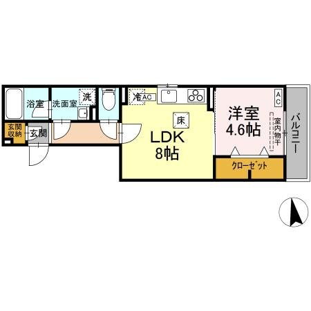 Ｄ－ＲＯＯＭ　Ｇｒａｓｓ　中町 間取り