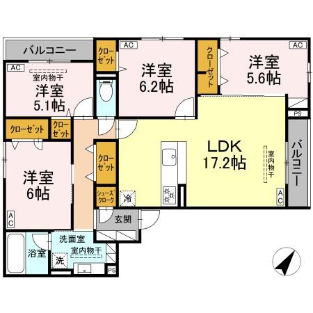 Ａｓｓｅｔ－Ｃｏｕｒｔ中町 間取り