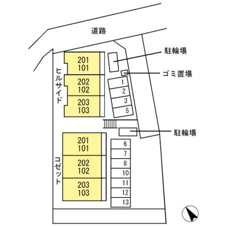 ヒルサイド・コゼット　ヒルサイド 地図（共通）