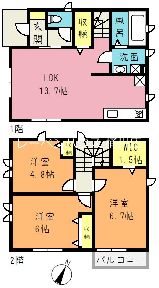 上尾市上貸家3号棟 間取り
