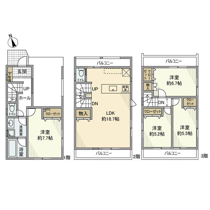 岸町戸建 間取り