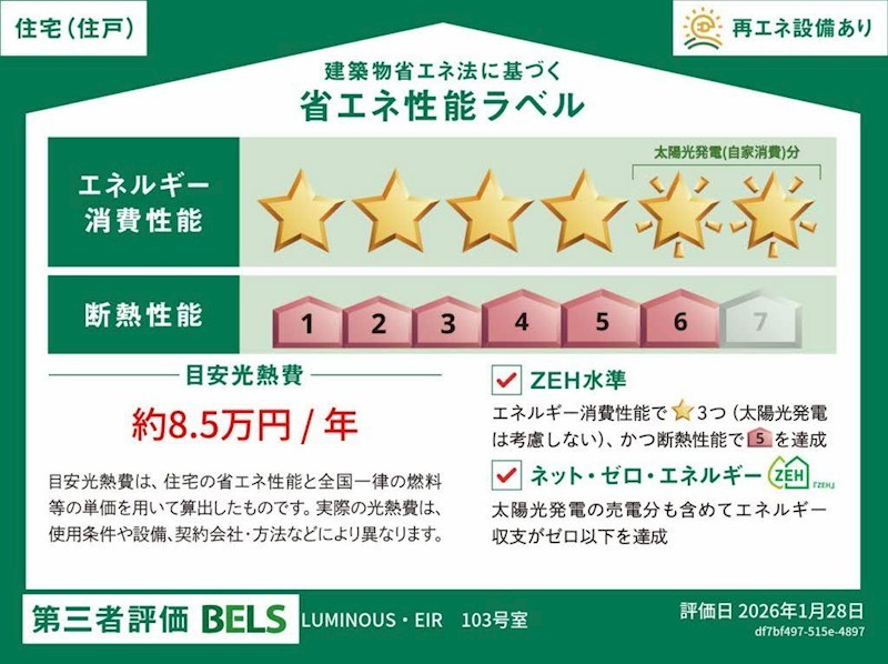 ルミナス・エイル 省エネ性能ラベル