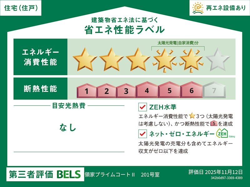 領家プライムコートⅡ 省エネ性能ラベル