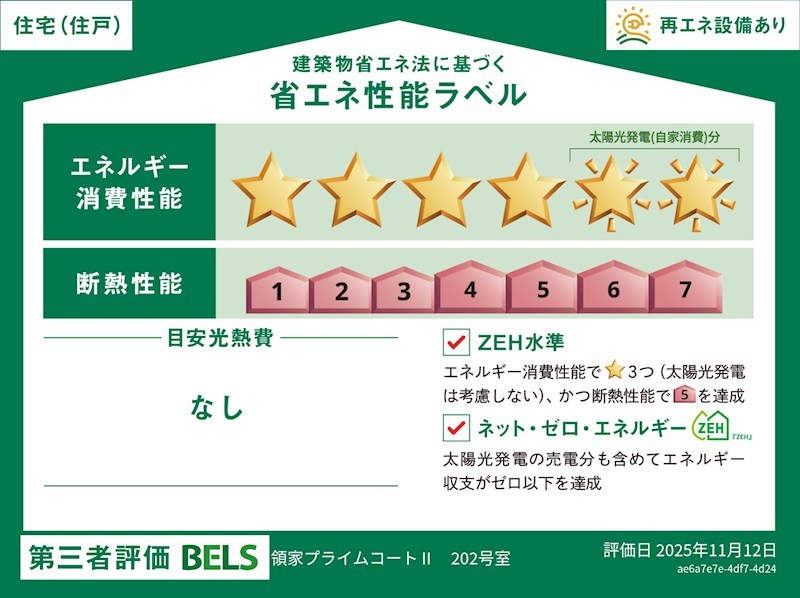 領家プライムコートⅡ 省エネ性能ラベル