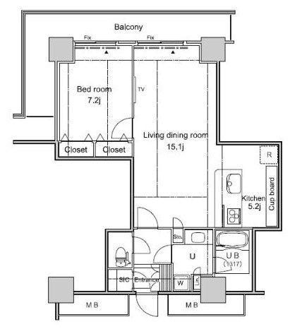 パシフィックロイヤルコートみなとみらいオーシャンタワー  1303号室 間取り