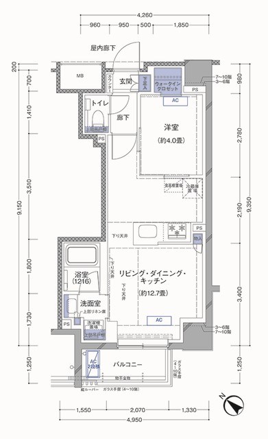 ラティエラ横濱大通り公園 1004号室 間取り