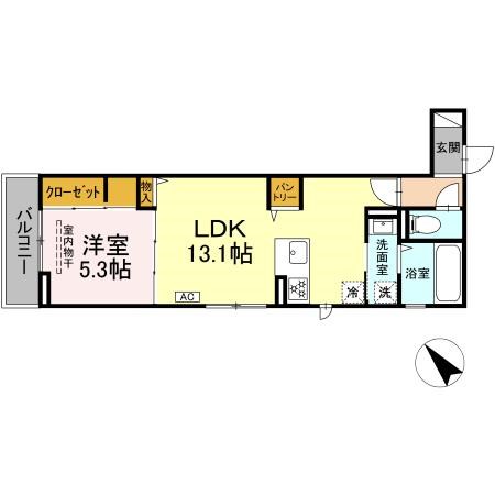 (仮)D-ROOM昭和二丁目 301号室 間取り