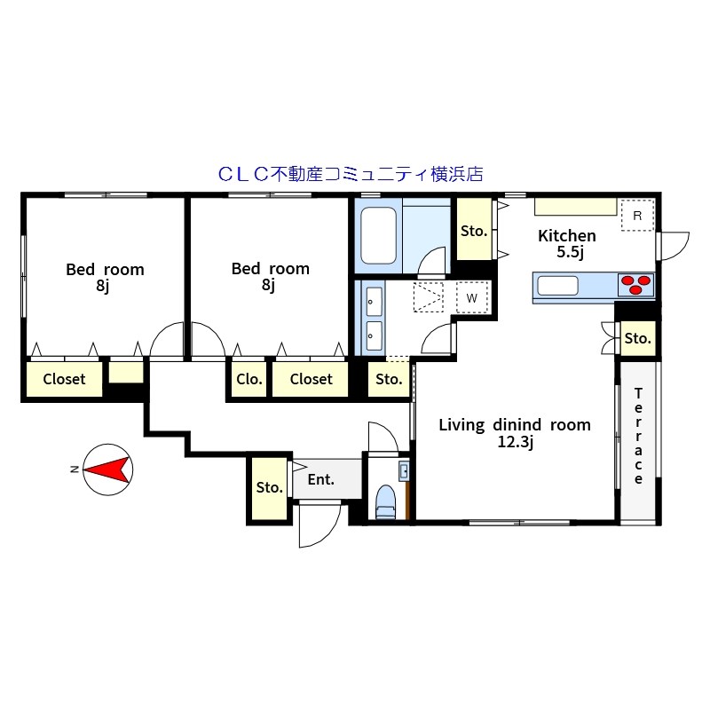 ローズコート東神奈川 1F号室 間取り