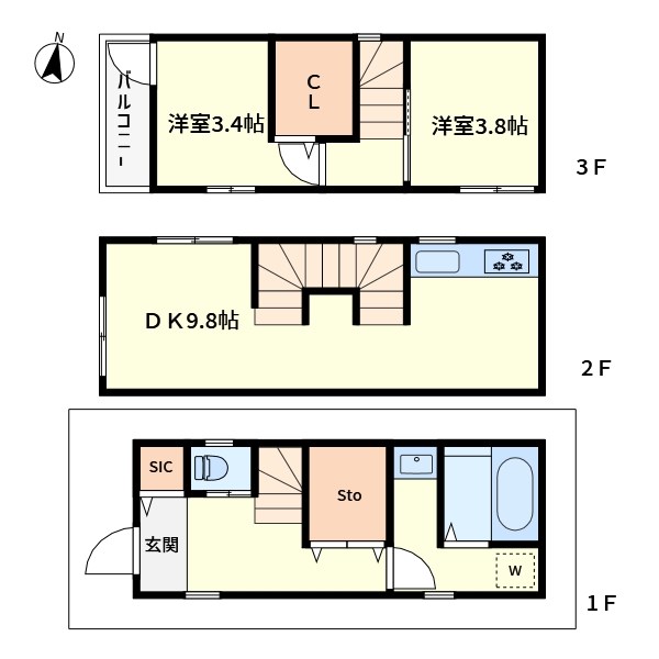 川崎鋼管通2丁目戸建て 間取り図