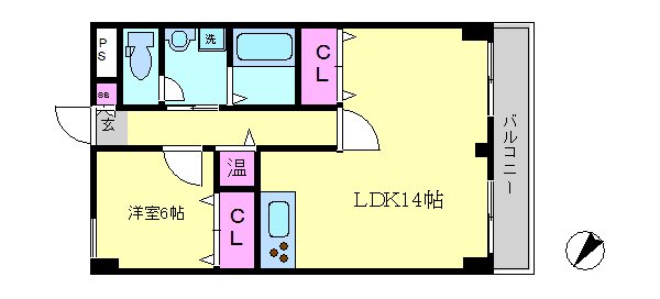 シャンボール川崎砂子 1114号室 間取り