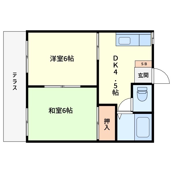 サニーハイツE 102号室 間取り