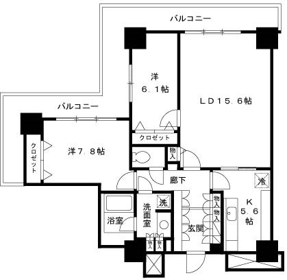 パシフィックロイヤルコートみなとみらいアーバンタワー 2405号室 間取り