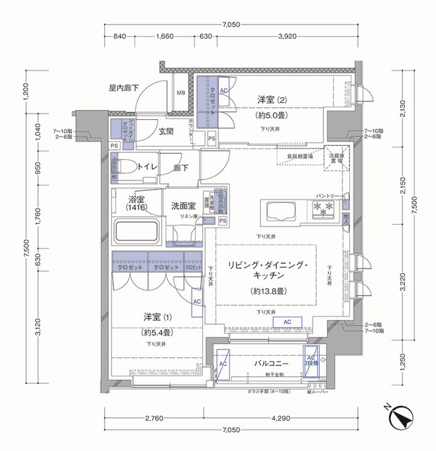 ラティエラ横濱大通り公園 505号室 間取り