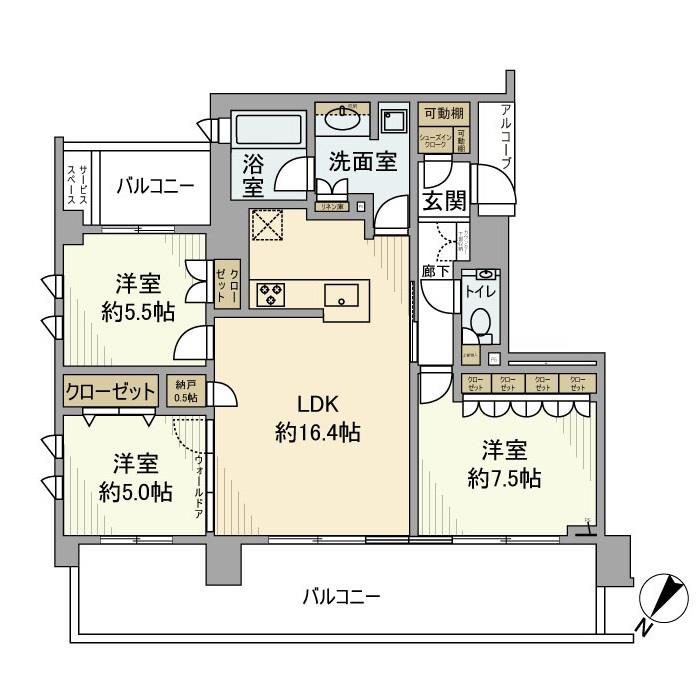 プラウド横浜岡野 201号室 間取り