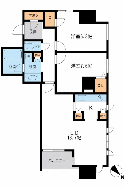 メトロタワー山下町 1401号室 間取り