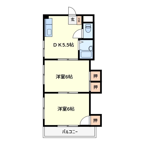 第二下河原ハイツ 間取り