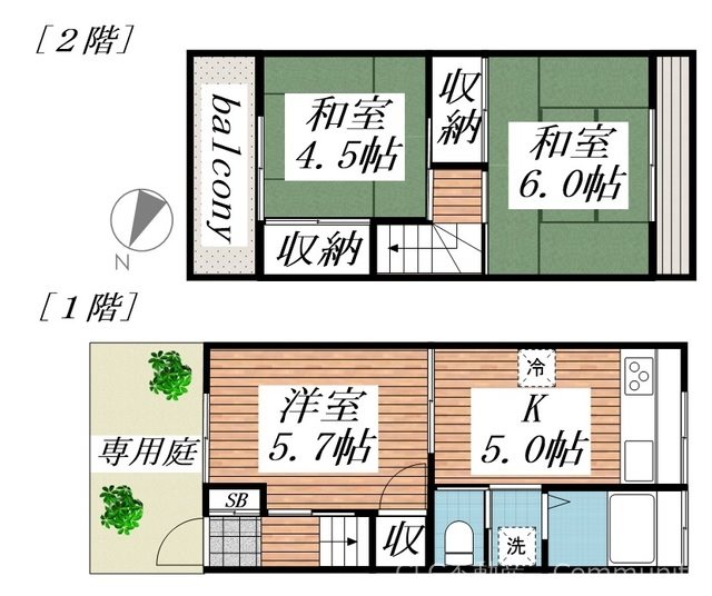 市川市宝2丁目テラスハウス 間取り図