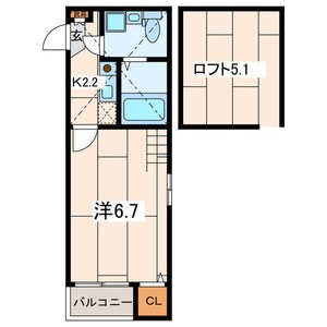 Les Ailes Ⅵ 208号室 間取り