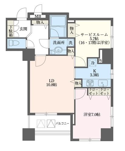 ドゥーエ横浜駅前 1703号室 間取り