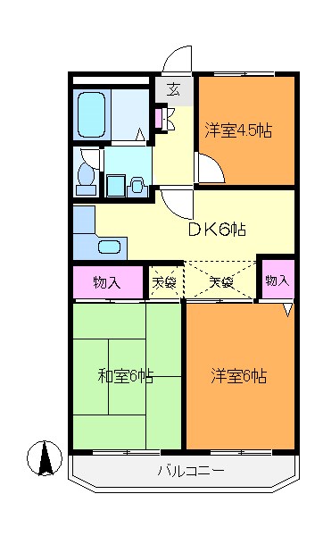 グリーンハウス 302号室 間取り