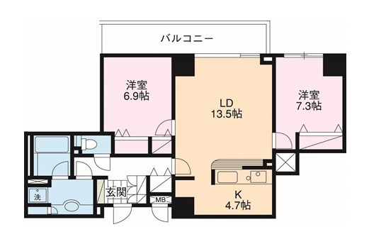 ドゥーエ横浜駅前 1802号室 間取り