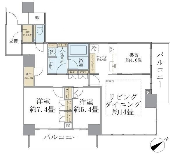 ザ・タワー横浜北仲 4105号室 間取り