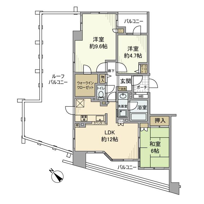 ナイスアーバン反町公園壱番館 601号室 間取り