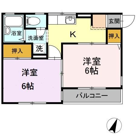 テトラフォーレスト新山下 202号室 間取り