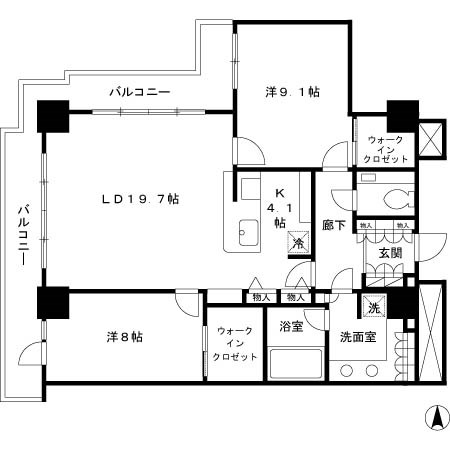 パシフィックロイヤルコートみなとみらいアーバンタワー 2106号室 間取り