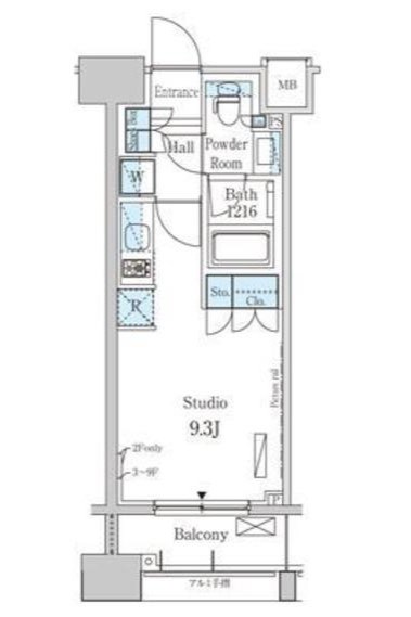 パークアクシス横浜山下町 407号室 間取り