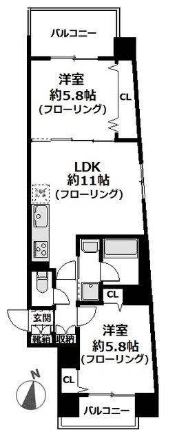 Portside　Urban　Residence 403号室 間取り
