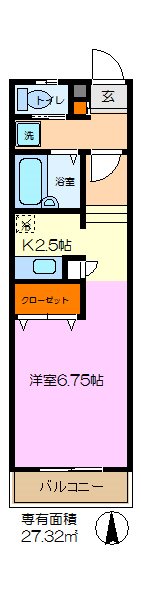 プレーンS金沢八景 104号室 間取り