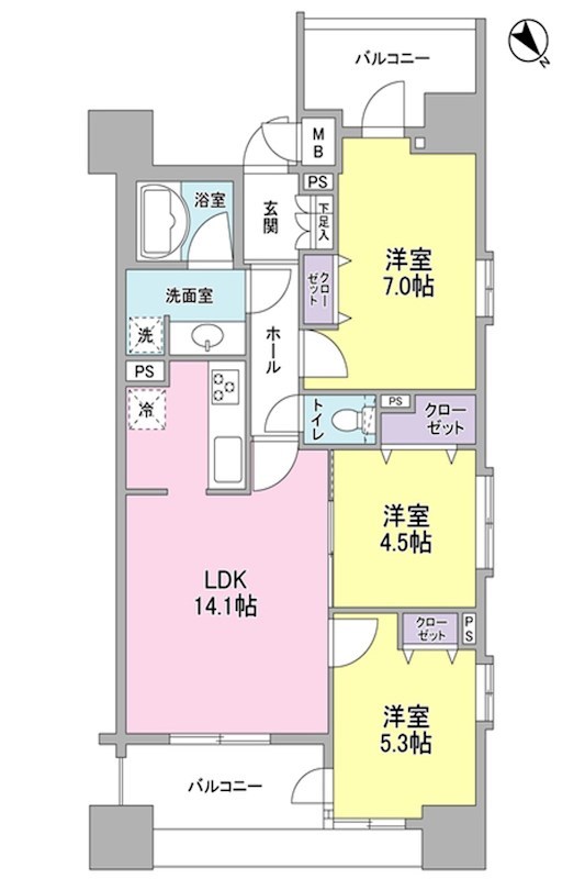 パークフラッツ横濱公園 901号室 間取り
