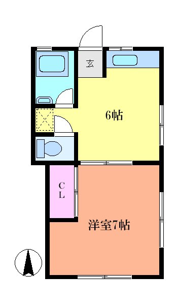 宮川ハイツ 101号室 間取り