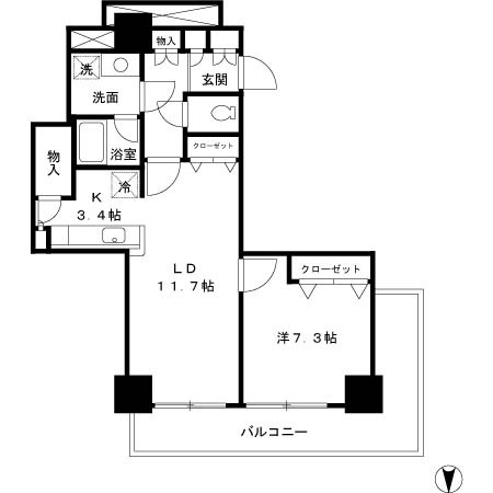 パシフィックロイヤルコートみなとみらいアーバンタワー 1306号室 間取り