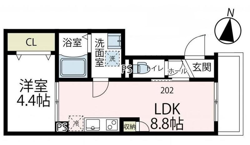 ベルヴィル殿町Ⅲ 202号室 間取り