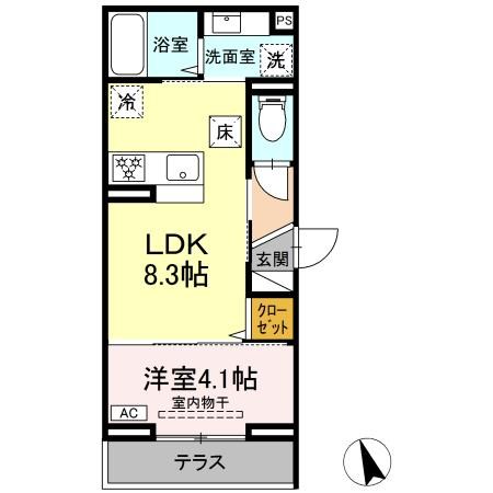 D paina 上平間Ⅱ 101号室 間取り